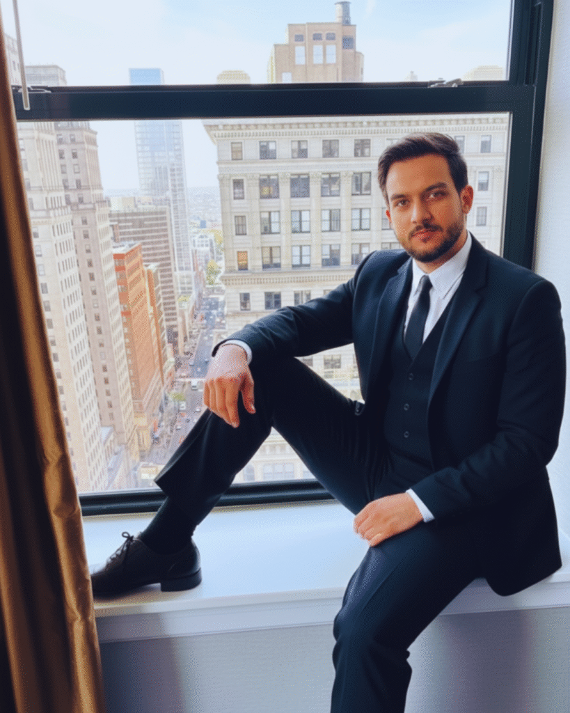 A picture of Ray Voice, Author of Parasocial Influence, Top-of-Mind Marketing, and MAID method. Chairman of Rykaur, Managing Partner of Voice / Muramasa Media Agency Group, in the Philadelphia offices posing next to a window